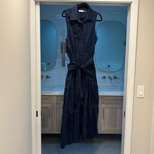Ramy Brook Blue Sleeveless Tie Front Sundress